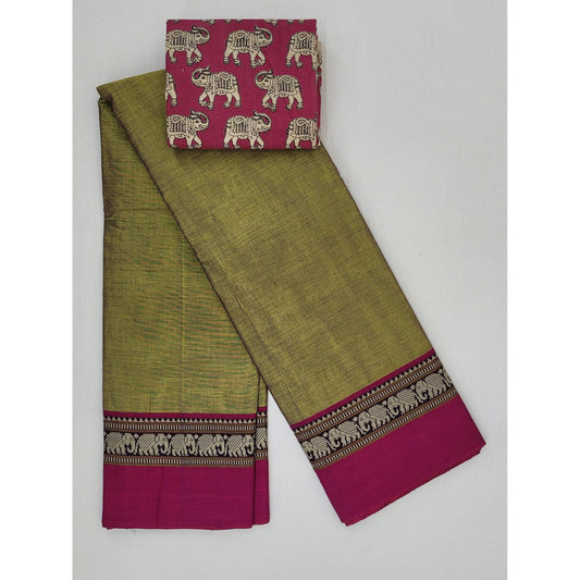 Narayanpet pure cotton thread border saree - Vinshika