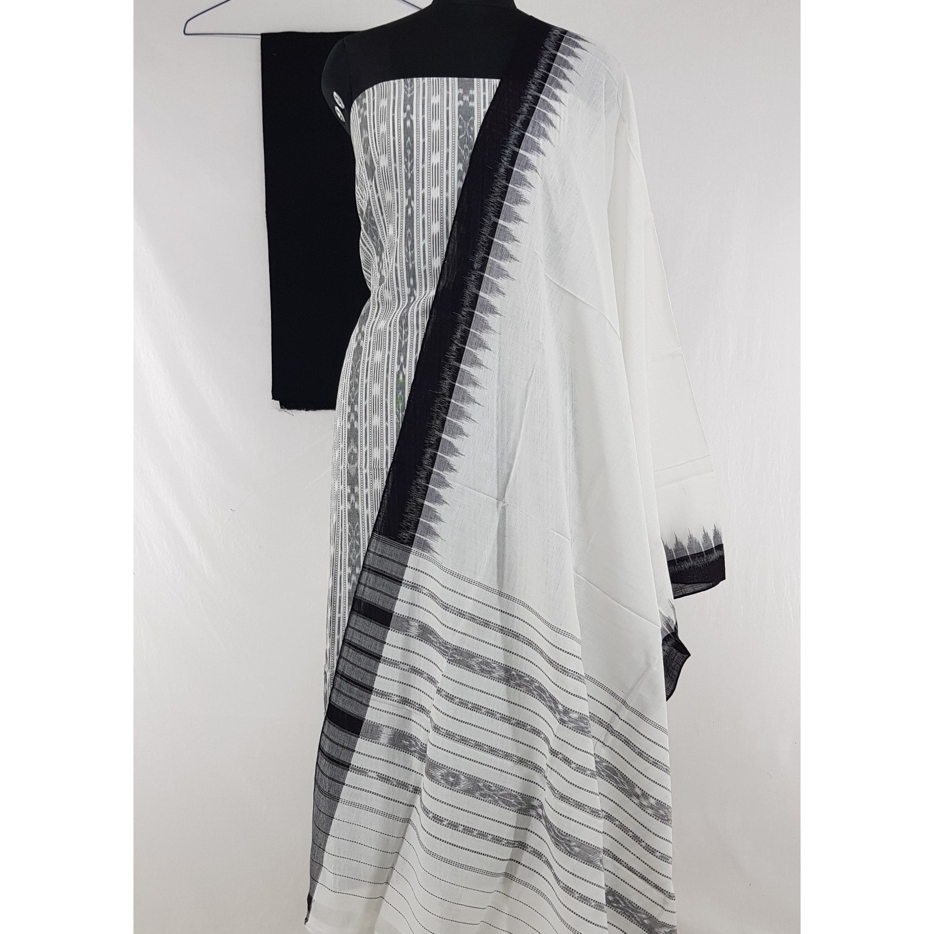Black - Ikat Handloom Cotton Sambalpuri Dupatta 19