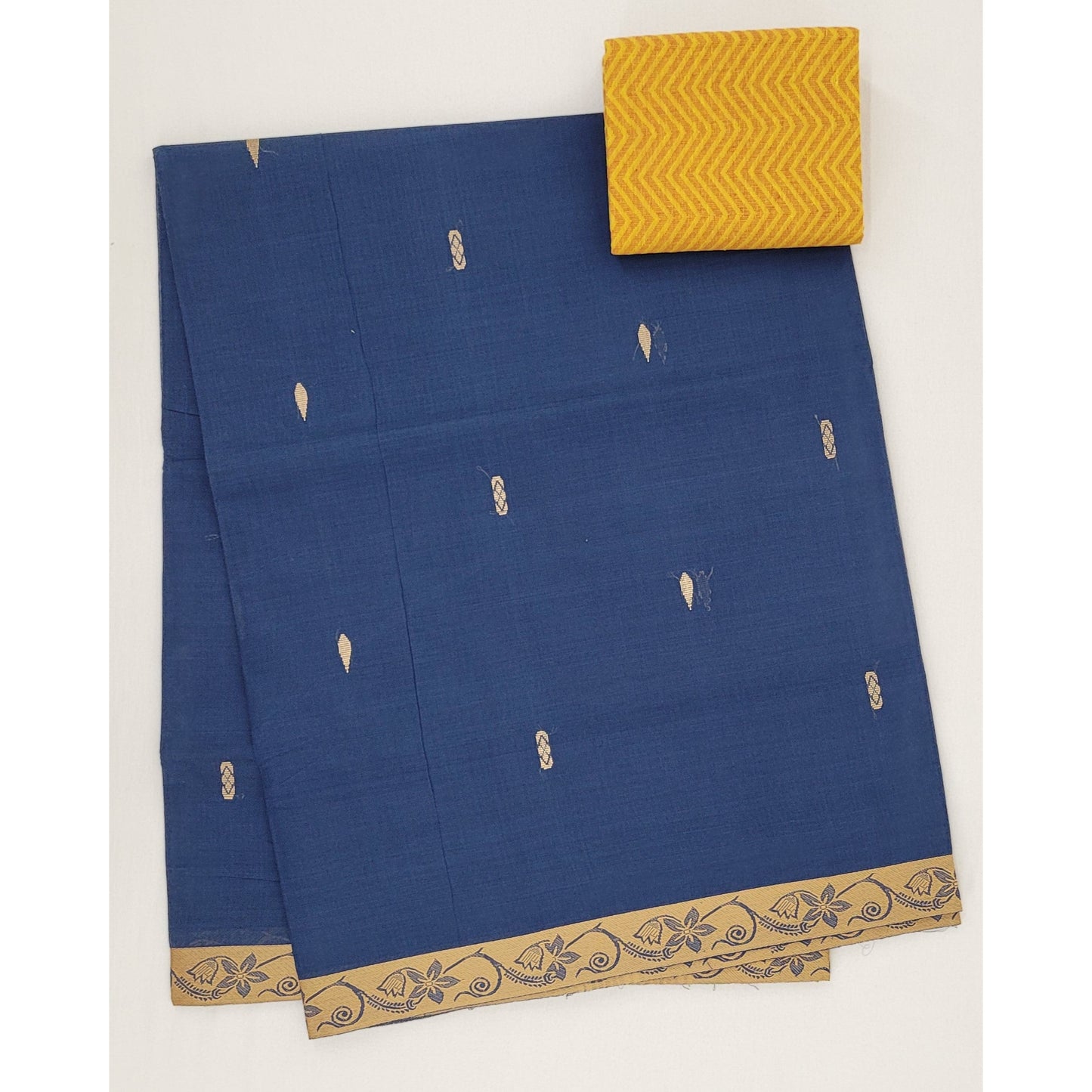 Blue Color Venkatagiri Handloom Cotton Saree - Vinshika