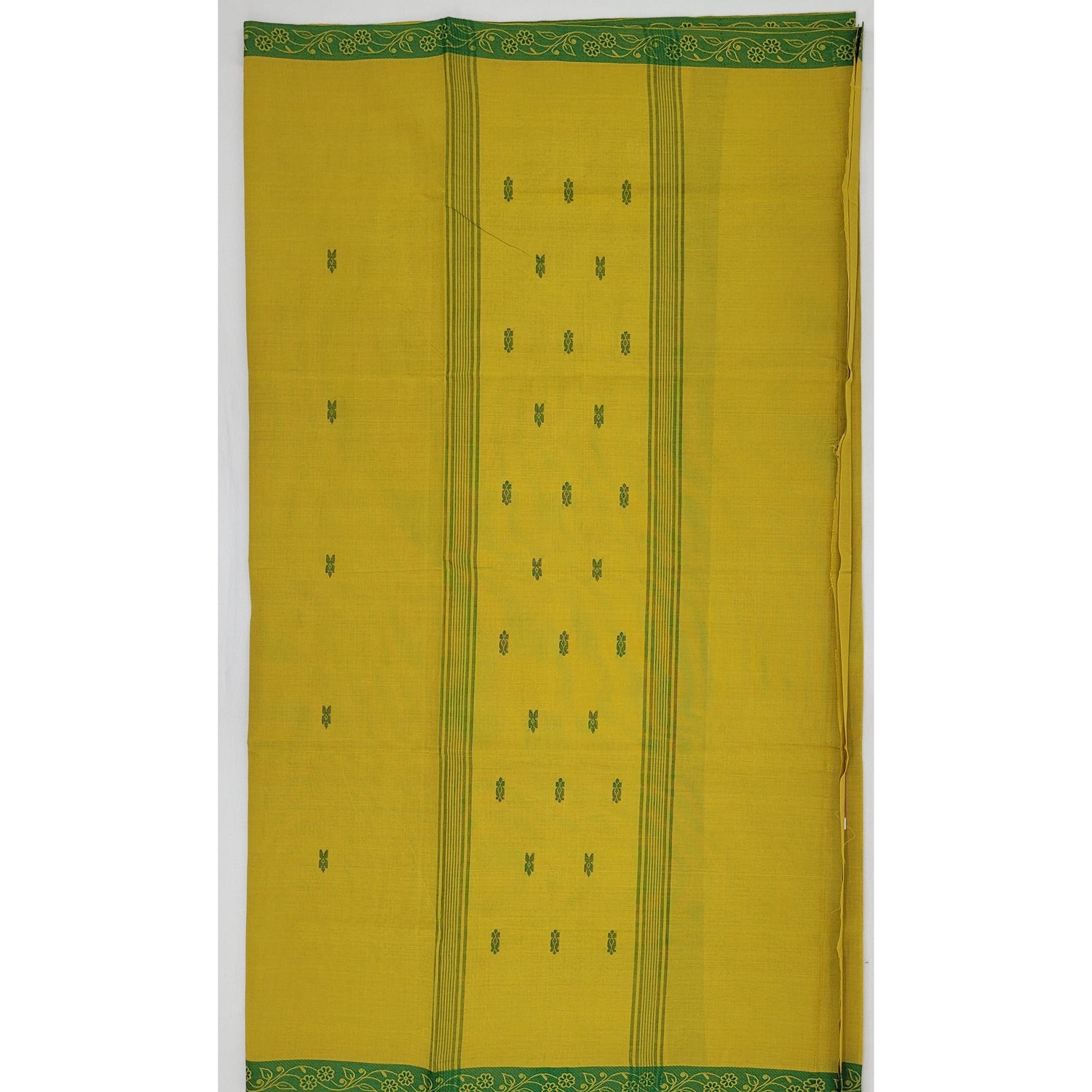 Neon Lemon Color Venkatagiri Handloom Cotton Saree - Vinshika