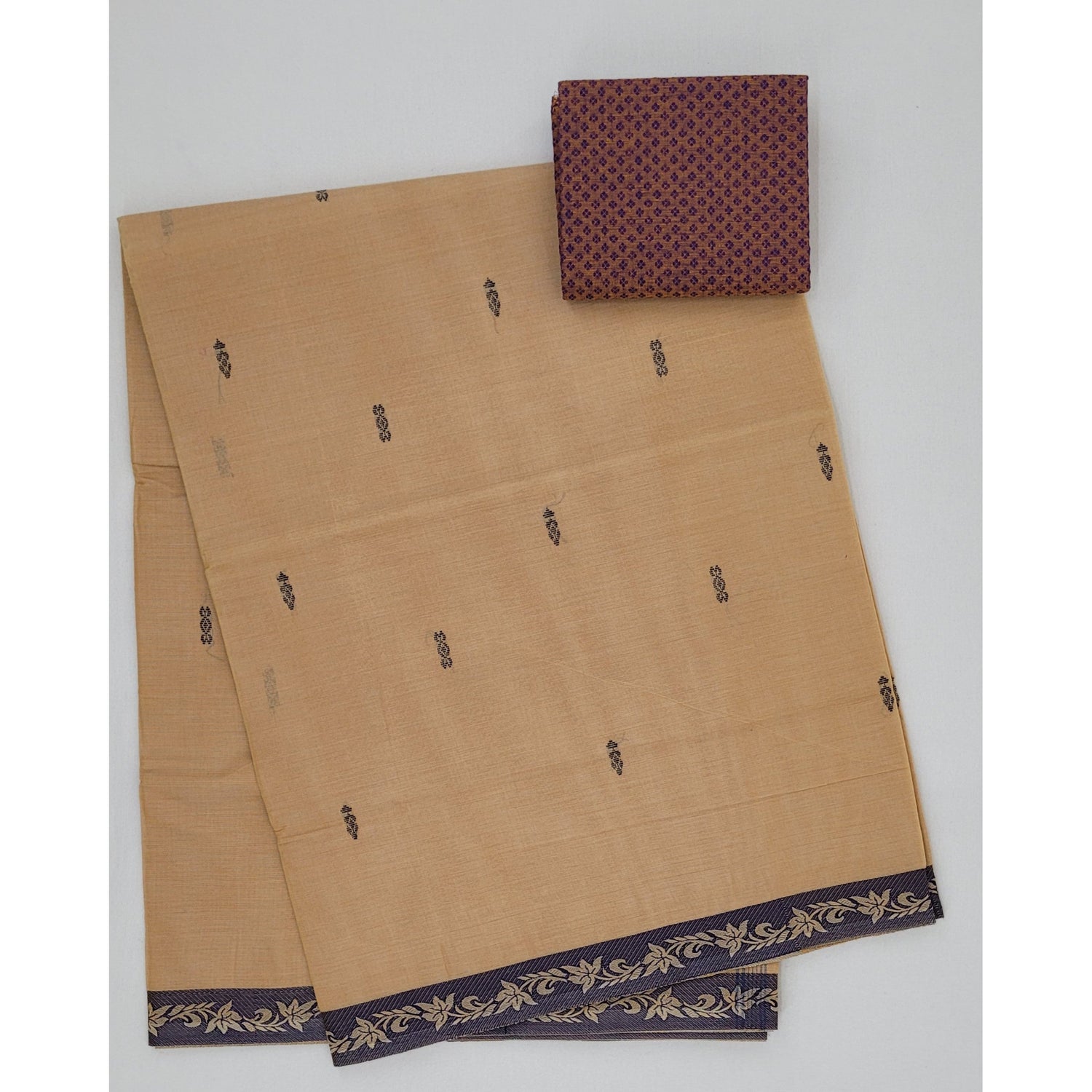 Wheat Color Venkatagiri Handloom Cotton Saree - Vinshika