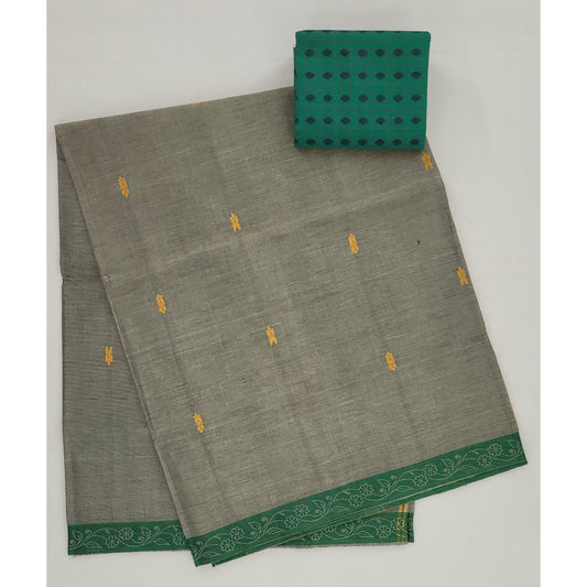 Grey Color Venkatagiri Handloom Cotton Saree - Vinshika