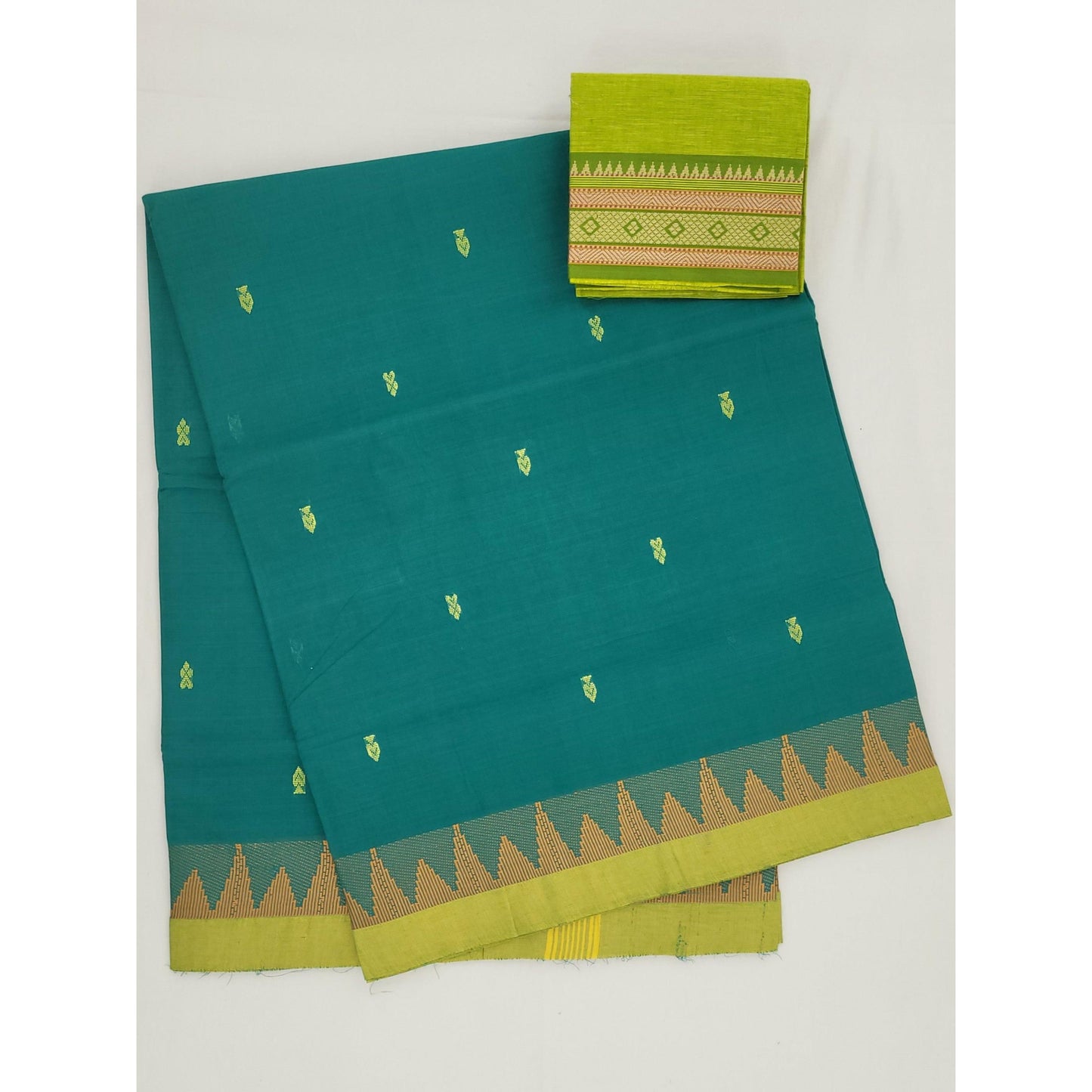 Teal Green Color Venkatagiri Handloom Cotton Saree