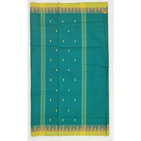 Teal Green Color Venkatagiri Handloom Cotton Saree