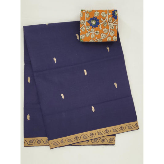 Navy Blue Color Venkatagiri Handloom Cotton Saree