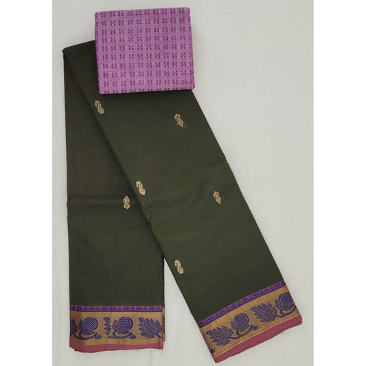 Green Color Venkatagiri Handloom Cotton Saree - Vinshika