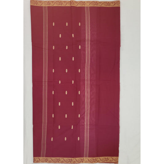 Maroon Color Venkatagiri Handloom Cotton Saree - Vinshika