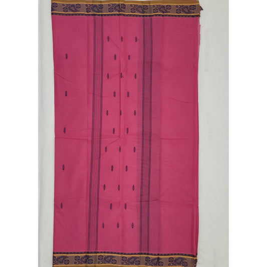 Bubble Gum Color Venkatagiri Handloom Cotton Saree - Vinshika