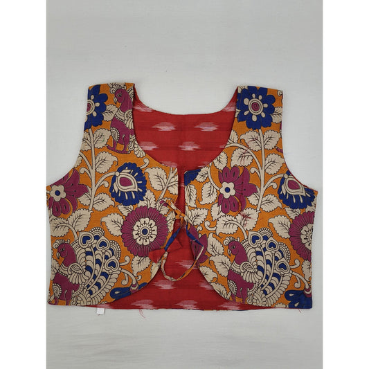 Kalamkari and Ikat Reversible Women’s Waist Coat - Vinshika