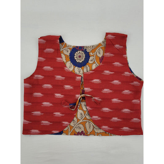 Kalamkari and Ikat Reversible Women’s Waist Coat - Vinshika
