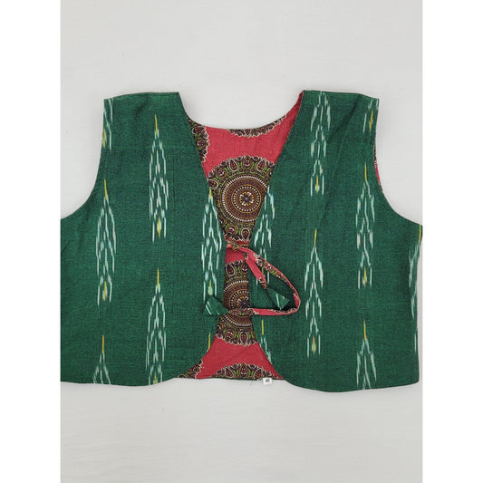 Kalamkari and Ikat Reversible Women’s Waist Coat - Vinshika