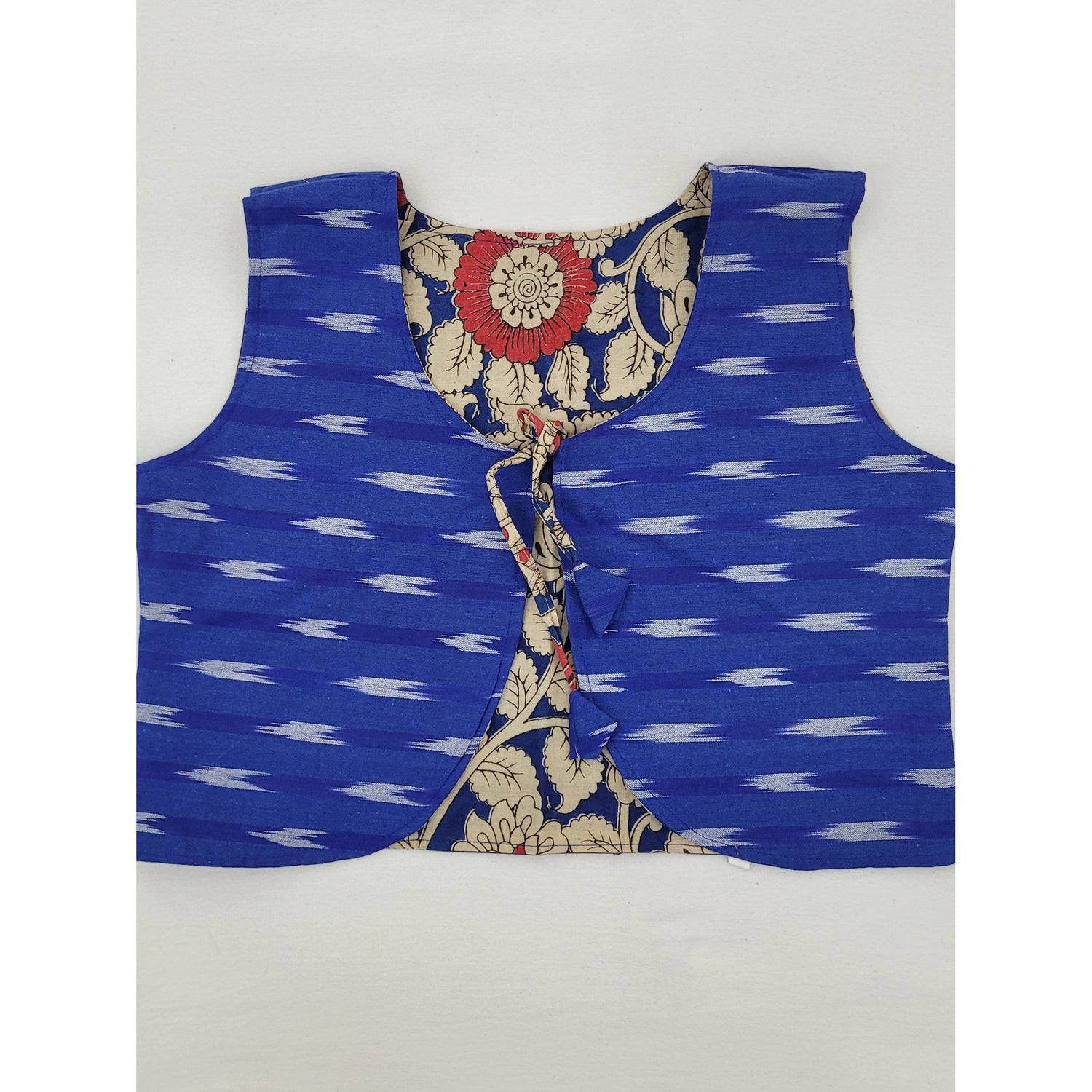 Kalamkari and Ikat Reversible Women’s Waist Coat - Vinshika