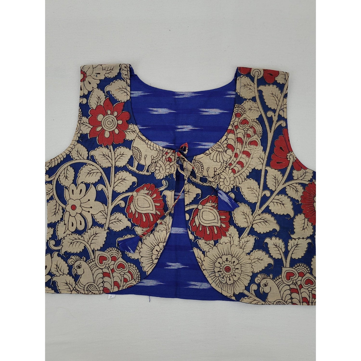 Kalamkari and Ikat Reversible Women’s Waist Coat - Vinshika