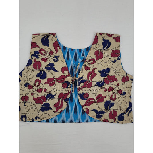 Kalamkari and Ikat Reversible Women’s Waist Coat - Vinshika