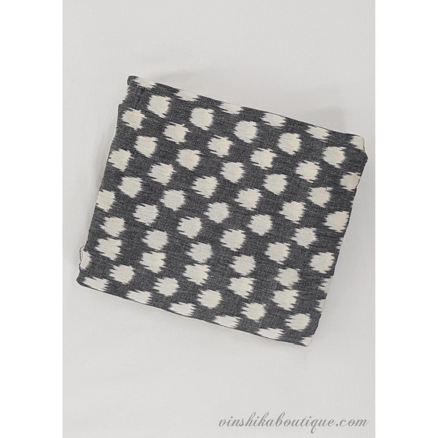 Grey and white color Ikat handloom cotton fabric - Vinshika
