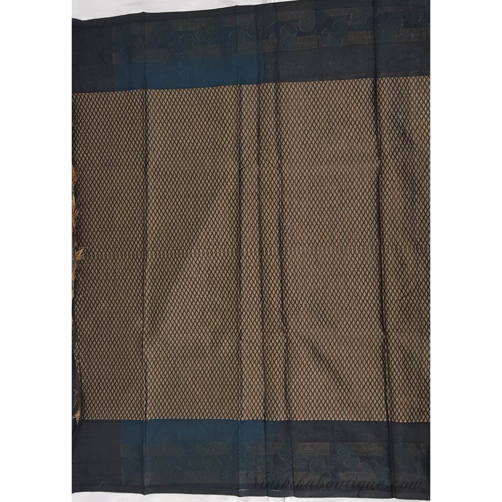 Black Color Border Contrast Sico Chanderi Saree With Contrast Blouse
