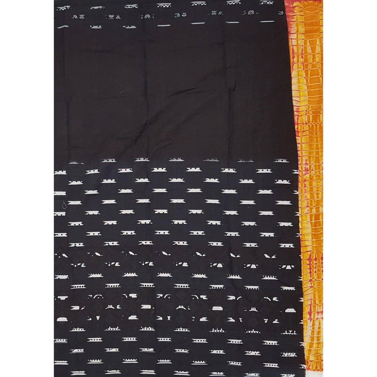 Bagru peach and black color mul cotton saree with printed blouse - Vinshika