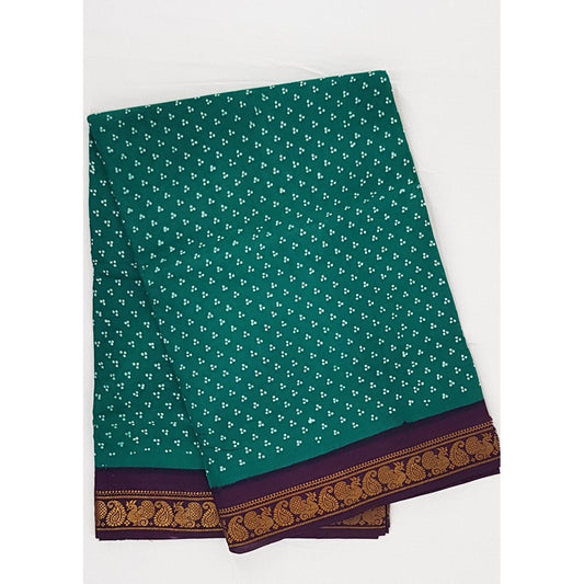 Madhurai Sungudi 9 Yards polka dots pure cotton saree - Vinshika