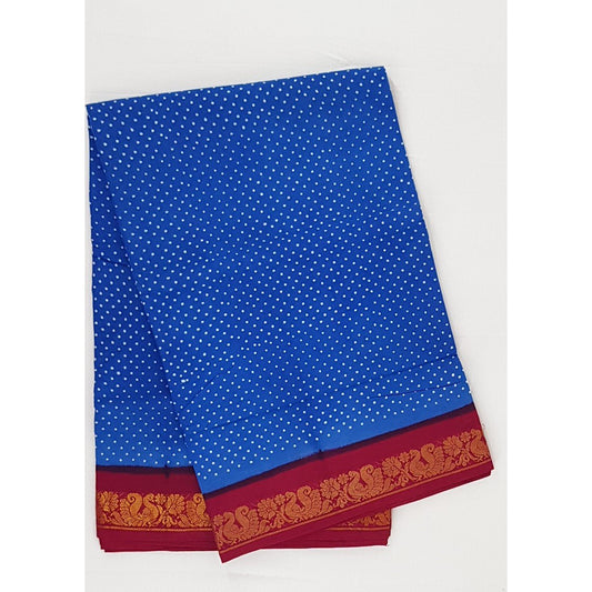 Madhurai Sungudi 9 Yards polka dots pure cotton saree - Vinshika