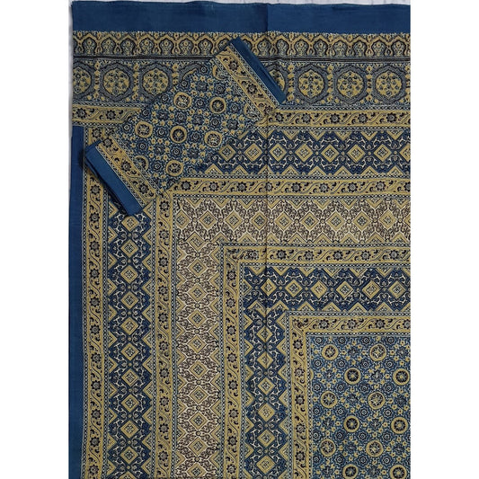 Ajrakh Hand Printed Cotton Double Bed Sheet - Vinshika