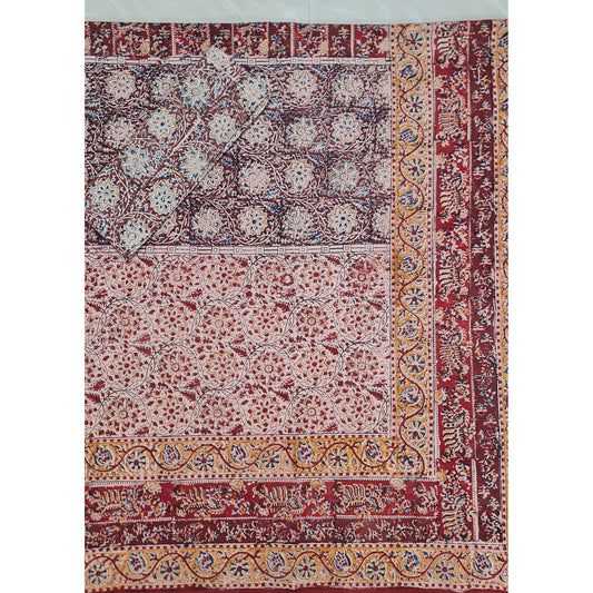 Kalamkari Hand Printed Cotton Double Bed Sheet - Vinshika