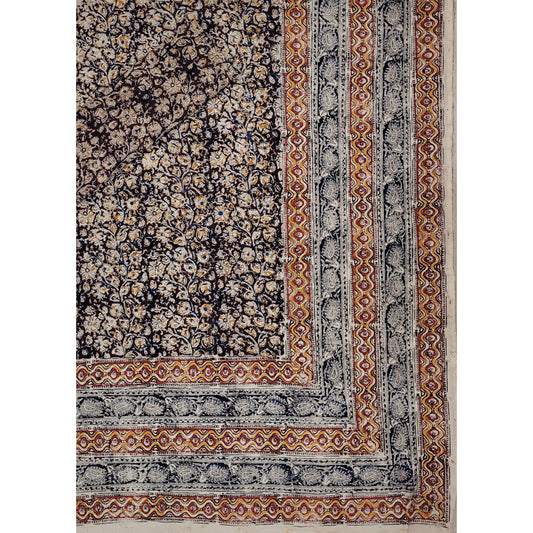 Kalamkari Hand Printed Cotton Double Bed Sheet - Vinshika