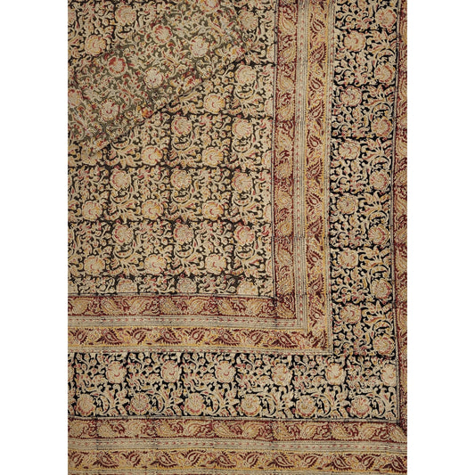 Kalamkari Hand Printed Cotton Double Bed Sheet - Vinshika
