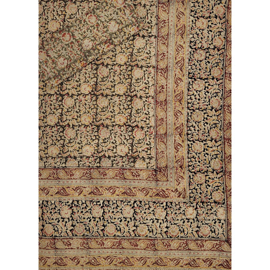 Kalamkari Hand Printed Cotton Double Bed Sheet - Vinshika