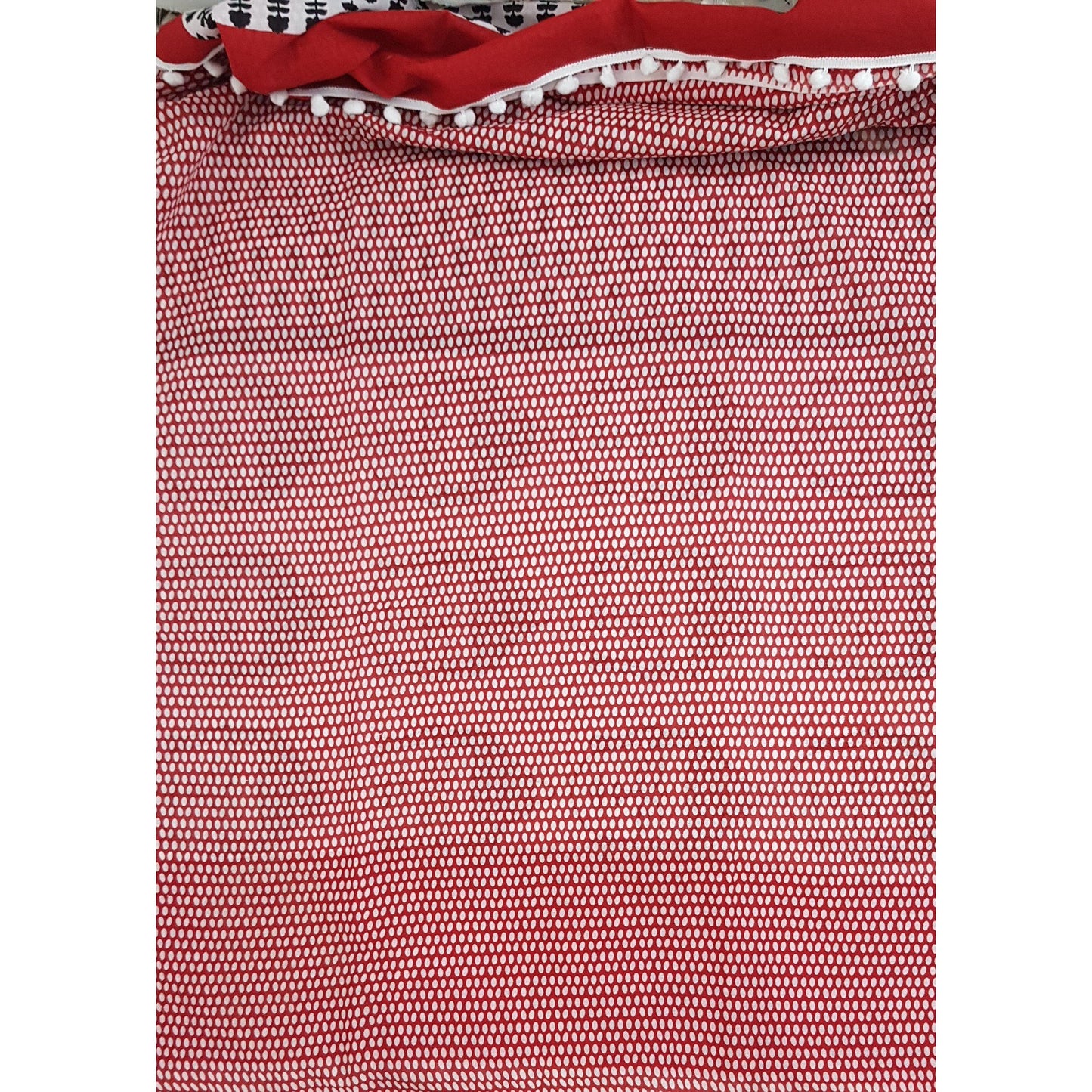 Hand Block Printed Bagru Red and Black color mul mul cotton saree with printed blouse - Vinshika