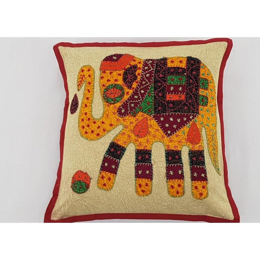 Cotton Block Print Patchwork Cushion Cover - Vinshika