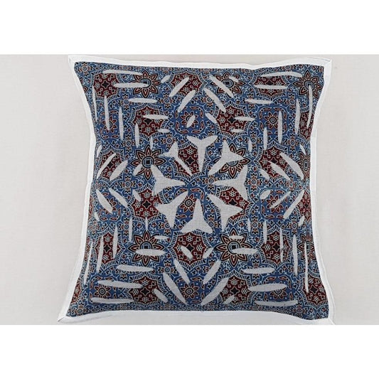 Ajrakh Cotton Applique Cushion Cover - Vinshika