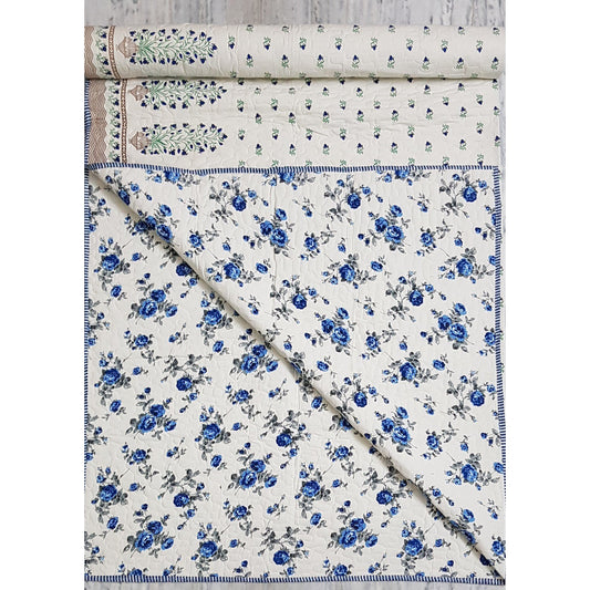 Bagru Hand Printed Reversible Double Bed Cotton Quilt - Vinshika