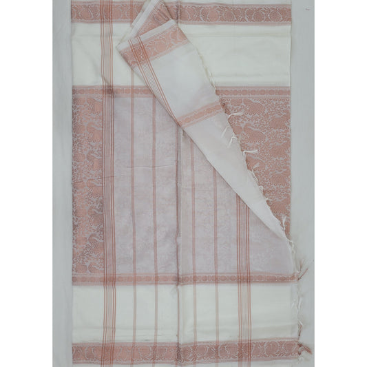White color Handwoven Chinnalapattu Vanasingaram design saree - Vinshika