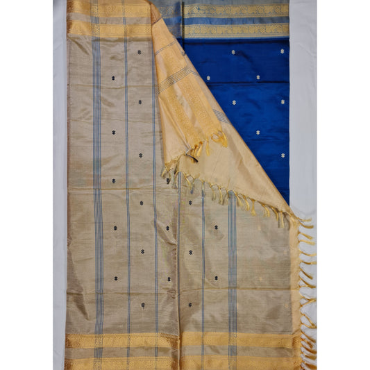 Ink Blue  color Handwoven Chinnalapattu saree - Vinshika