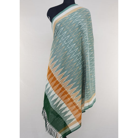 Handwoven Ikat Cotton dupatta - Vinshika