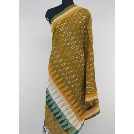 Handwoven Ikat Cotton dupatta - Vinshika