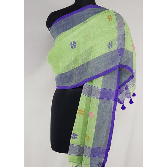 Handloom Linen by Linen jamdani dupatta - Vinshika