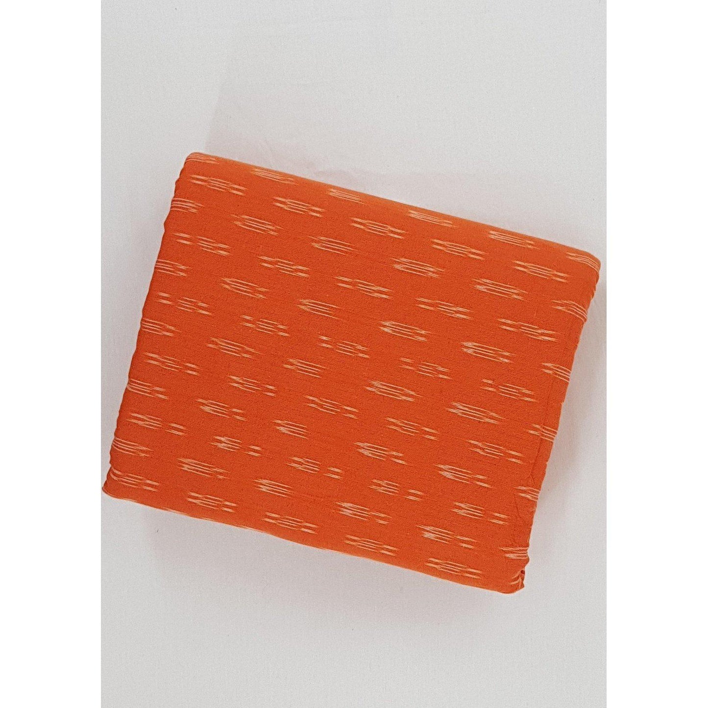 Alphonso Orange color ikat handwoven cotton fabric - Vinshika