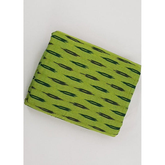 Mehendi Green Color Handwoven Ikat cotton fabric - Vinshika