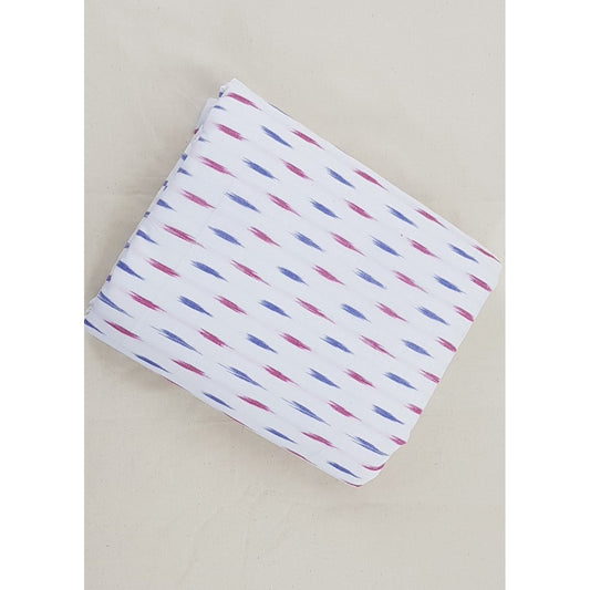 White Color Handwoven Ikat cotton fabric - Vinshika