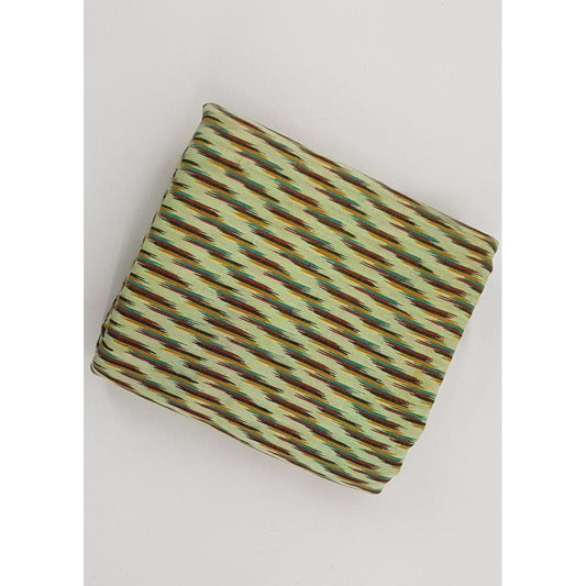 Light Olive Color Handwoven Ikat cotton fabric - Vinshika