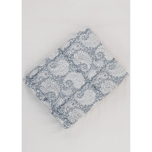 Grey color sanganeri hand block printed Bagru cotton fabric - Vinshika