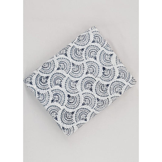 White color sanganeri hand block printed Bagru cotton fabric - Vinshika