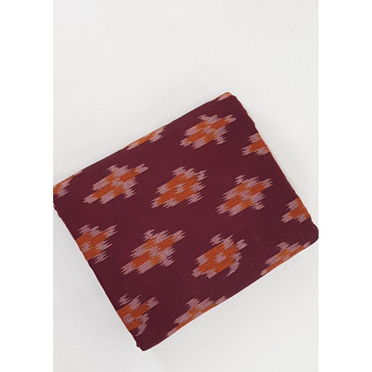 Maroon Color Handwoven Ikat cotton fabric - Vinshika