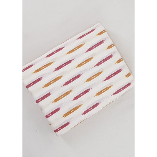 White Color Handwoven Ikat cotton fabric - Vinshika