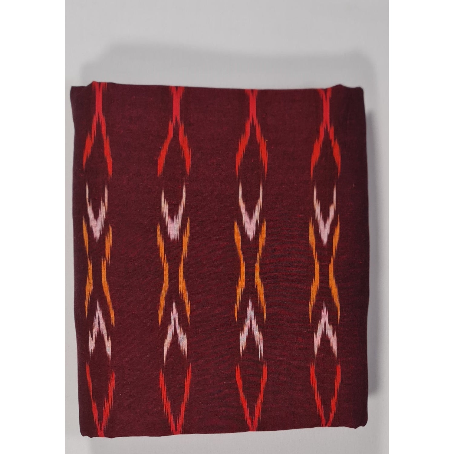 Maroon Color Handloom Ikat cotton fabric - Vinshika