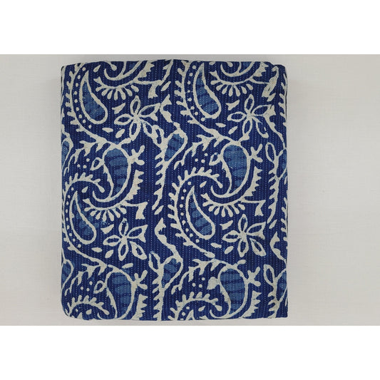 Indigo Color hand block printed Bagru cotton fabric - Vinshika