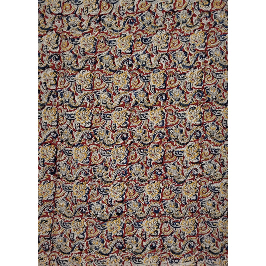Hand block printed kalamkari silk fabric - Vinshika