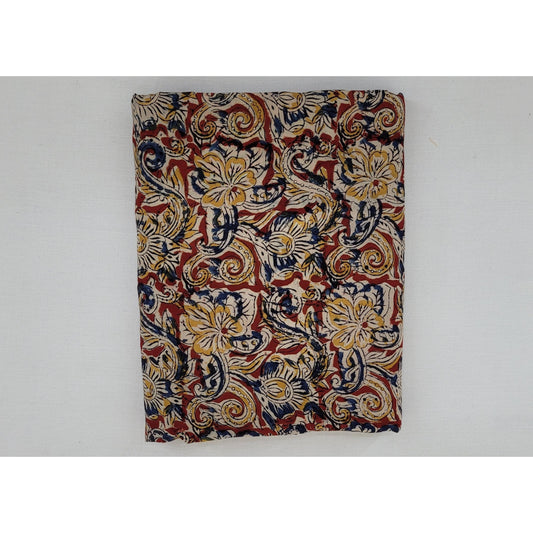 Hand block printed kalamkari silk fabric - Vinshika