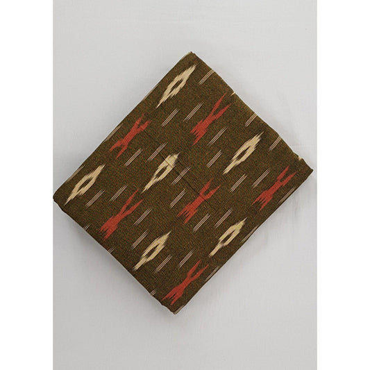 Earth color Handwoven Ikat cotton fabric - Vinshika